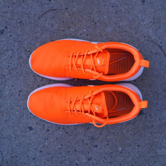 Nike Roshe One Prem 8 Neon Orange Leather "Just Do It" Running Shoes 833928-800 - Picture 3 of 12
